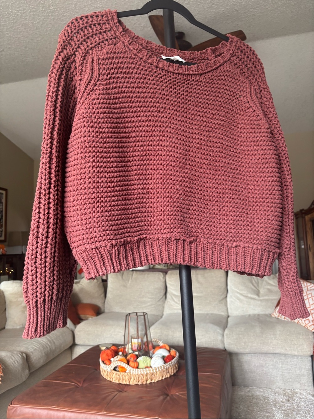bohme Rosewood Cropped Chunky Knit Sweater